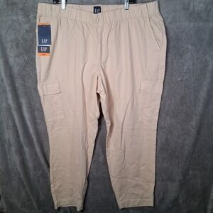 NWT Women's GAP Twill Cargo Pants Size 2XL Beige Stretchable Tapered